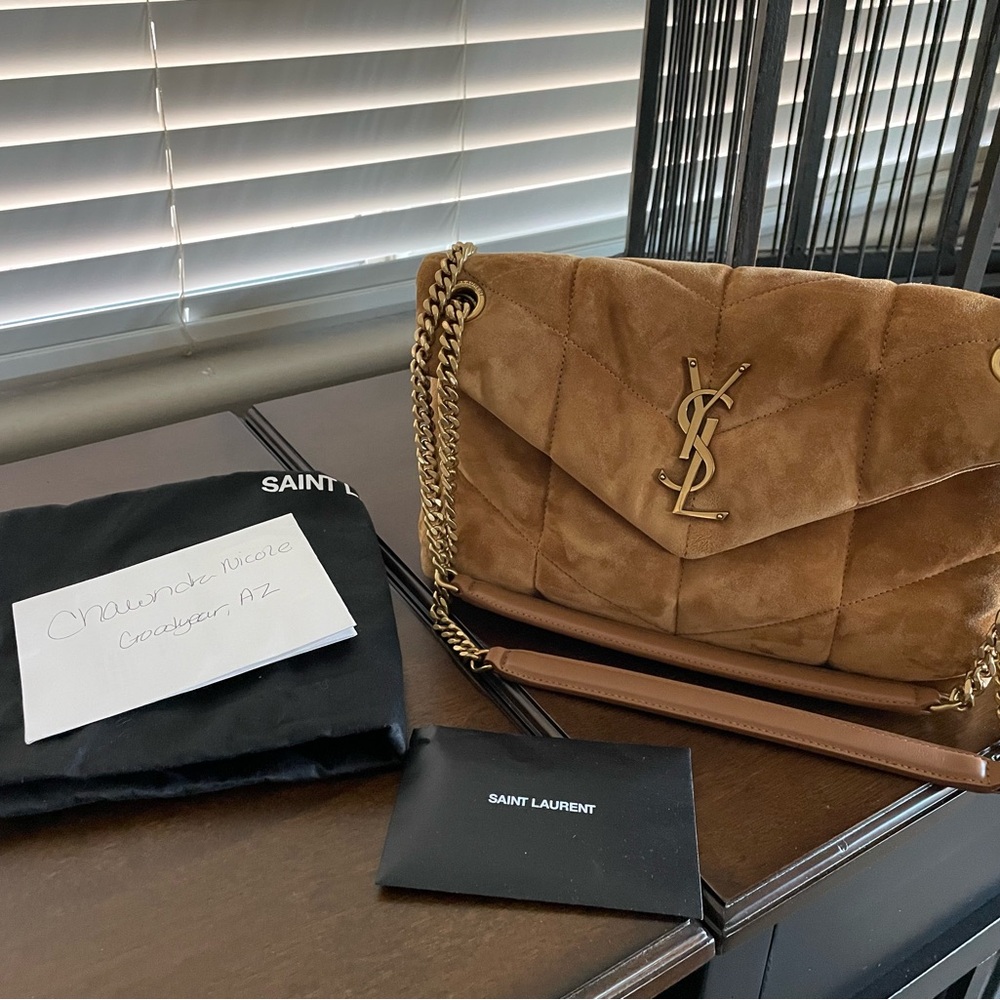 Saint Laurent Loulou suede puffer-cinnamon